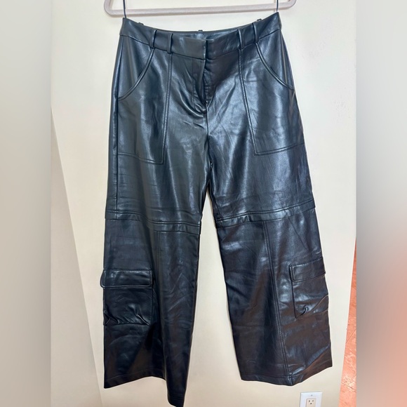 Amanda Uprichard - Lucas Faux Leather Low Rise Cargo Pants - Black Sz M - NWOT - Picture 3 of 6